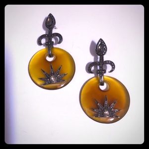 Ross Simons Diamond And Yellow Quartz Earrings